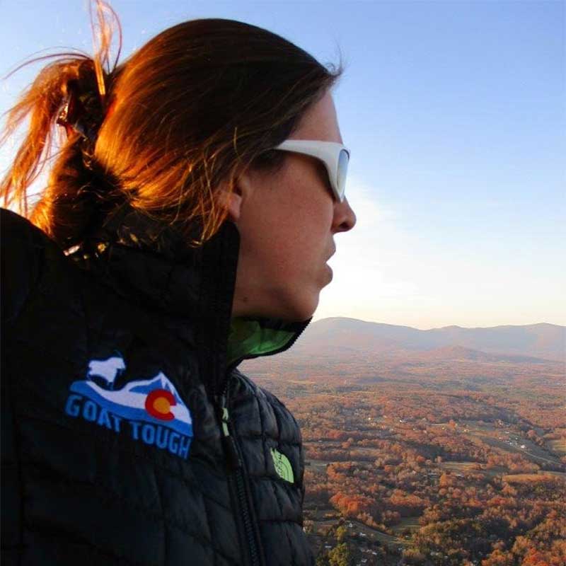 Mandy, Monticello Country Ballooning's owner and chief pilot, looking out over the countryside