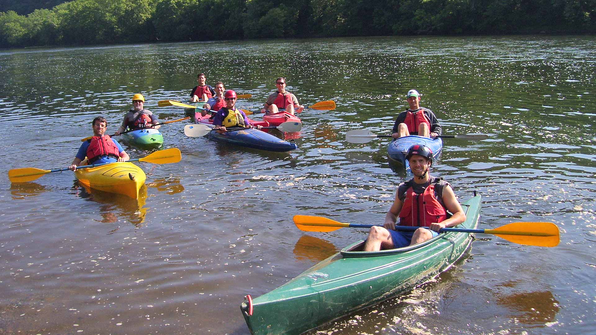 Group kayaking on the New River